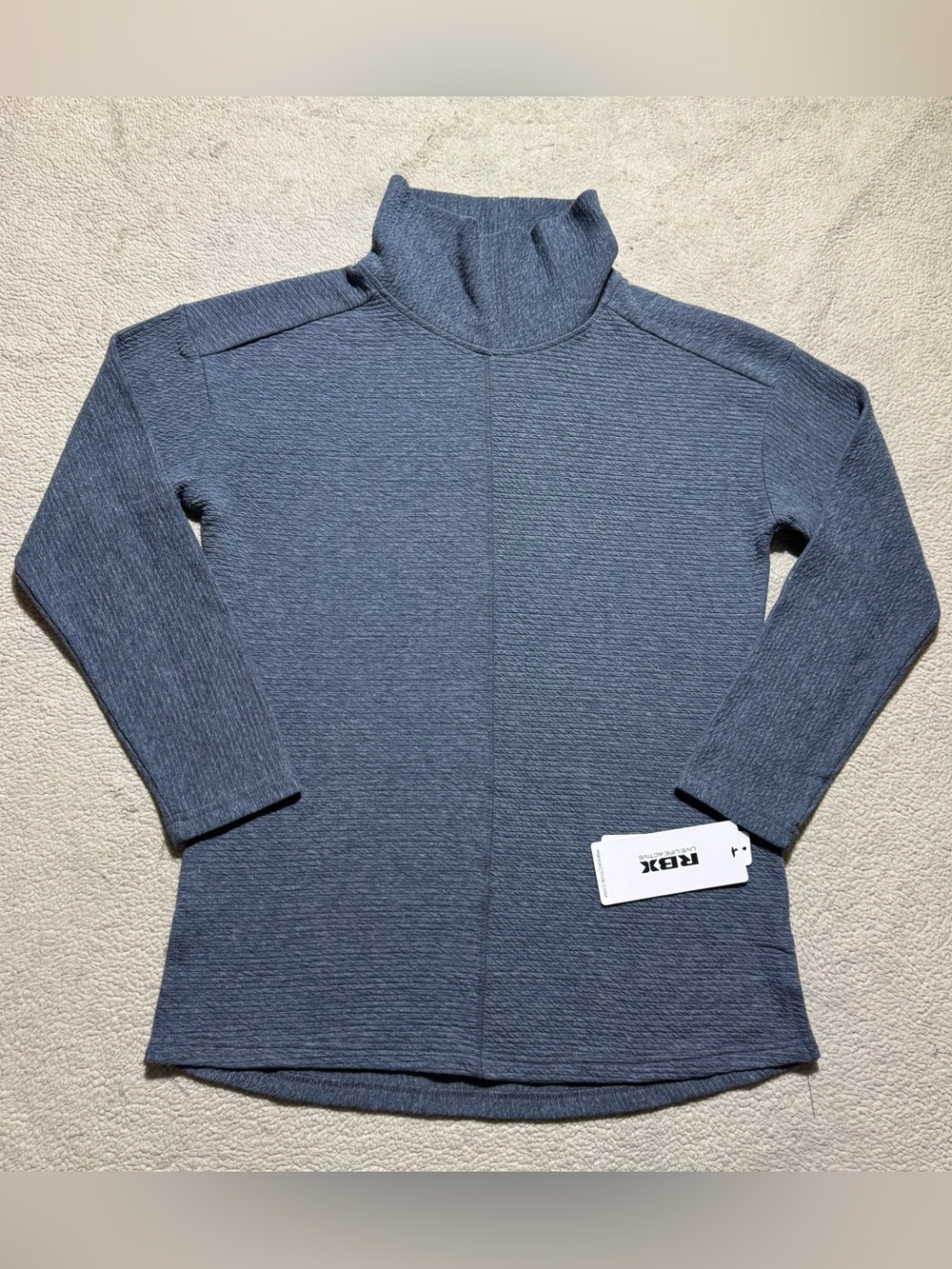 RBX Sweater Womens Medium Active Textured Cowl Neck Pullover Tunic Gray Top NEW